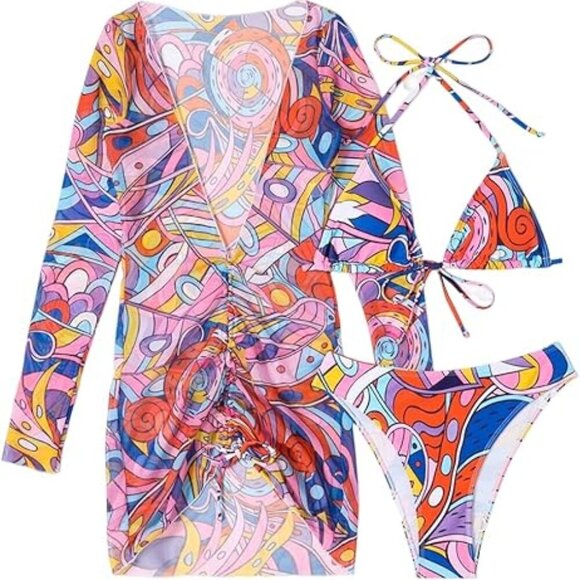 Women 3 Piece Bikini Set Swimsuit - Picture 1 of 5